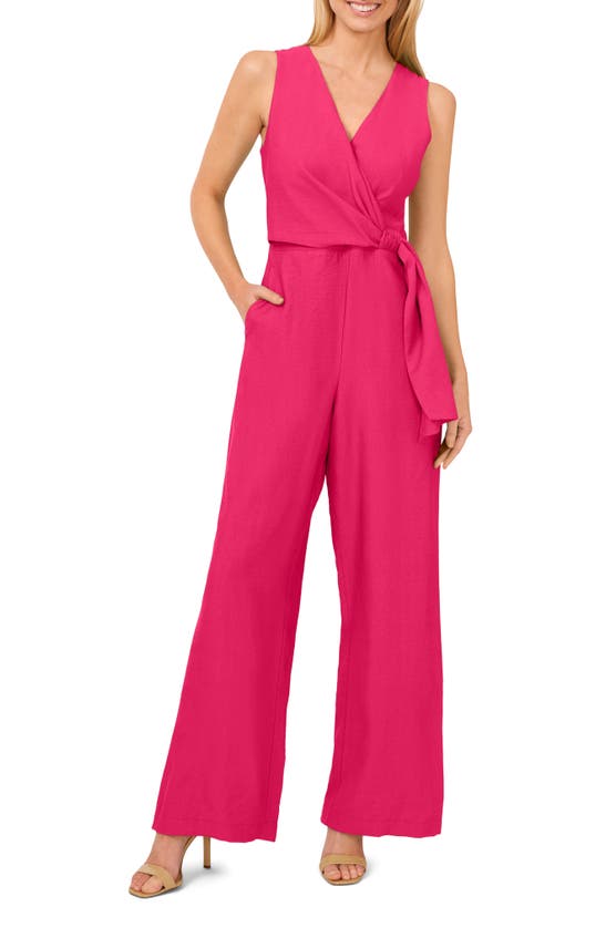 Shop Cece Sleeveless Wide Leg Jumpsuit In Bright Rose Pink