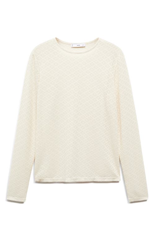 Shop Mango Textured Long Sleeve T-shirt In Ecru