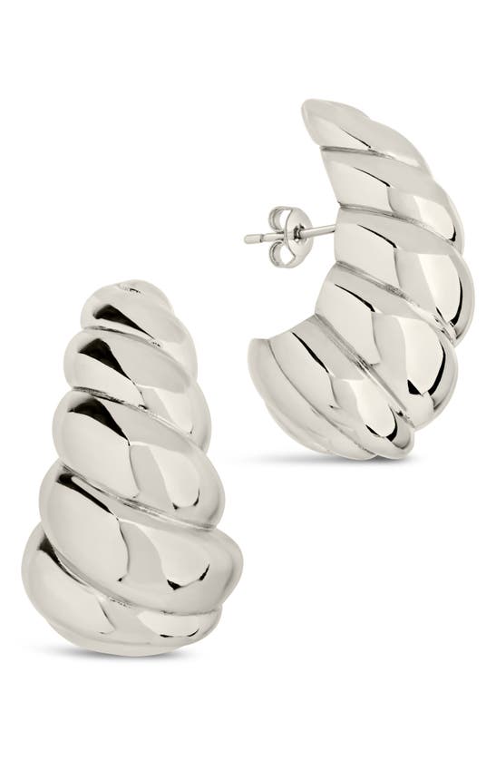 Sterling Forever Bobine Statement Earrings In Rhodium Plated In Silver