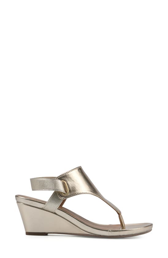 White Mountain Footwear All Dres Wedge Sandal In Gold/ Smooth