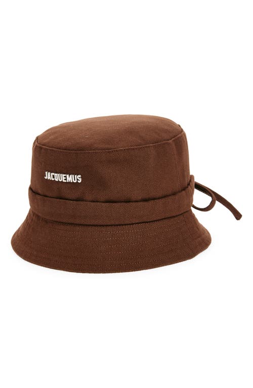 Shop Jacquemus Le Bob Gadjo Drawstring Bucket Hat In Brown 850