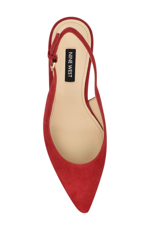 Shop Nine West Jannit Slingback Pointed Toe Kitten Heel Pump In Red