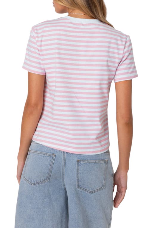 Edikted Callahan Stripe Stretch Cotton T-shirt In Light-pink