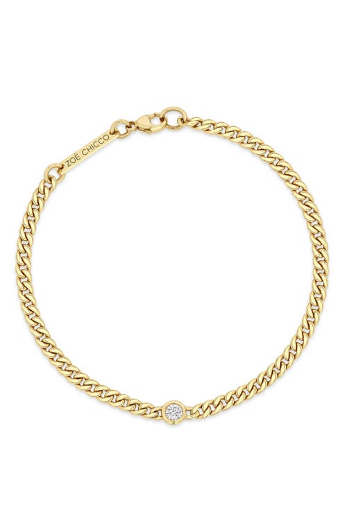 Zoë Chicco 14K Gold Curb Chain Diamond Bracelet in 14K Yellow Gold at Nordstrom, Size 6.5