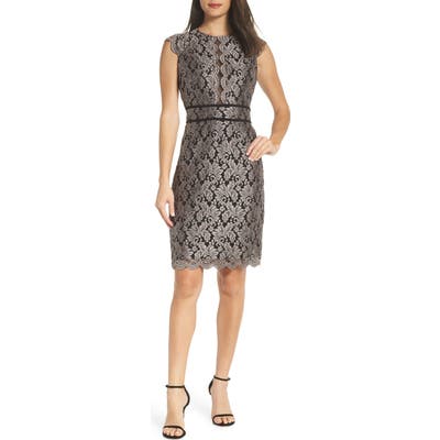 Morgan & Co. Scallop Detail Lace Dress, Black