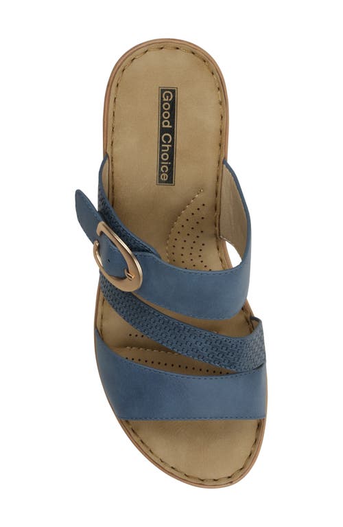 Good Choice New York Odalis Platform Wedge Slide Sandal In Blue