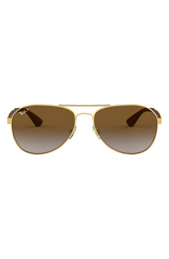 Ray Ban 61mm Gradient Polarized Aviator Sunglasses In Gold