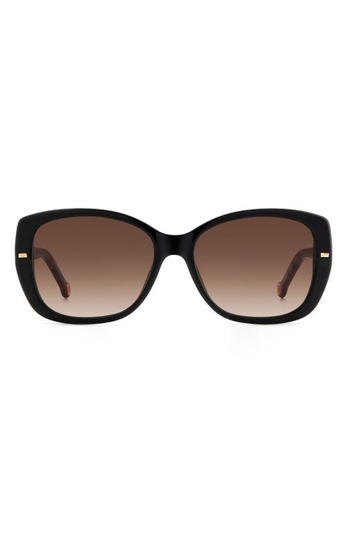 Carolina Herrera 56mm Round Sunglasses in Black Red at Nordstrom