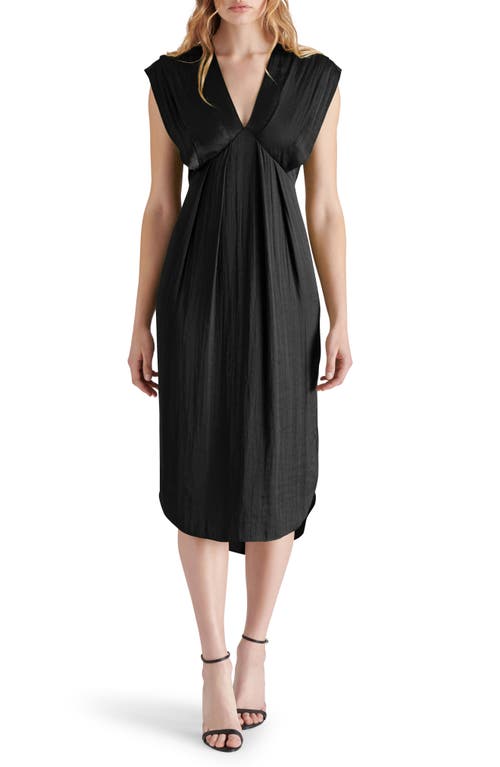 Steve Madden Clarissa Satin Midi Dress In Black