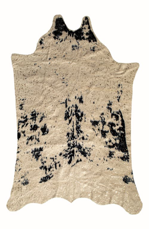 Shop Luxe Faux Cowhide Rug In Salty Off-white/black/gold