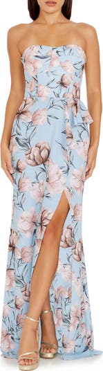 Dress The Population Kai Floral Strapless Maxi Dress 