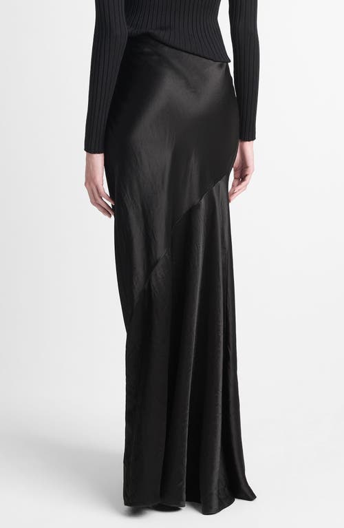 Vince High-rise Satin Maxi Skirt In Black