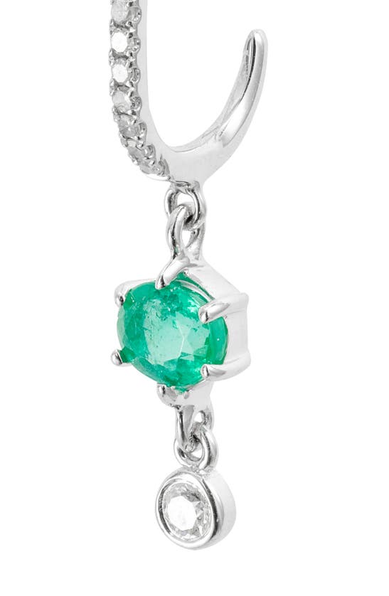 Shop Meira T Emerald & Diamond Earrings In White Gold