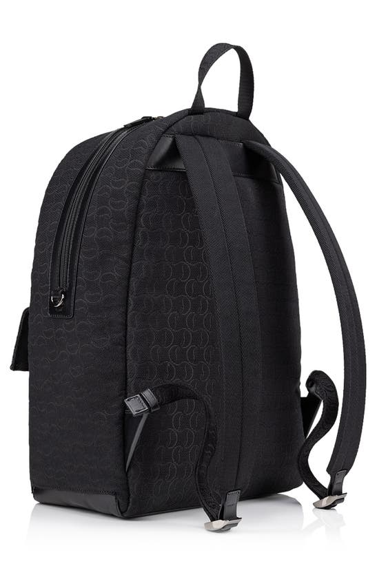 Shop Christian Louboutin Zip 'n' Flap Jacquard Logo Backpack In Black/ Black/ Black