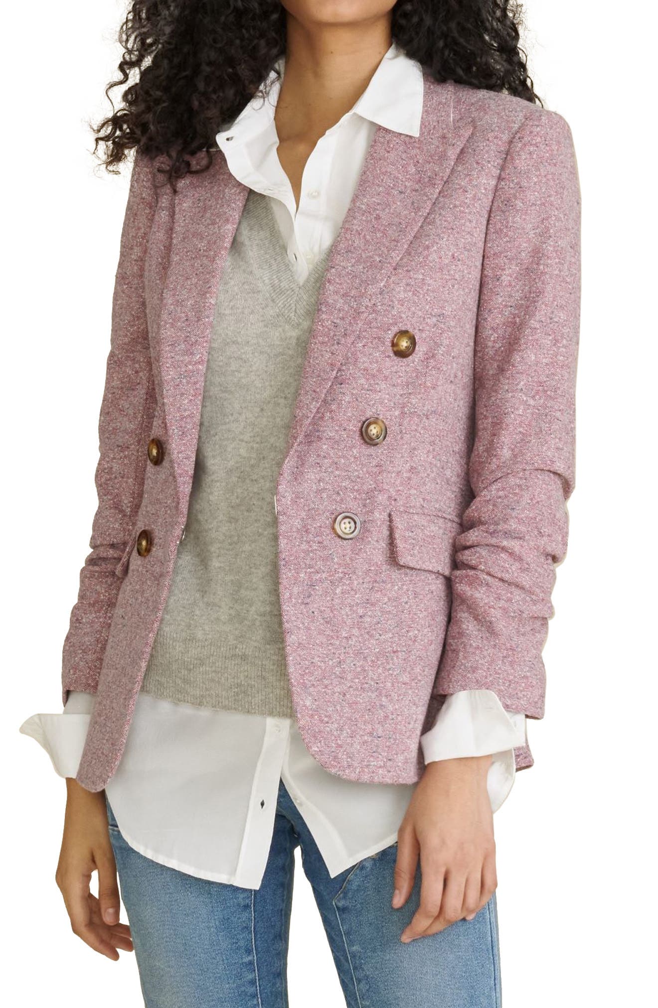 pink knit blazer