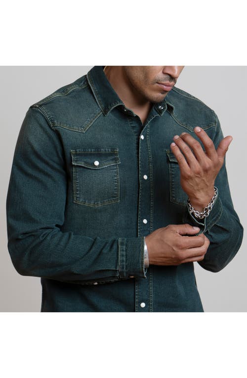 Canyon Of Heroes Big Sky Stretch Western Denim Shirt In Olive