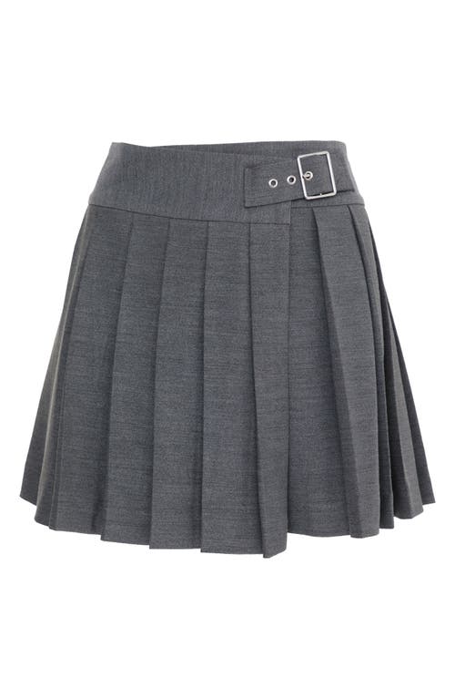 Shop Nasty Gal Buckle Detail Pleated Miniskirt In Grey Marl