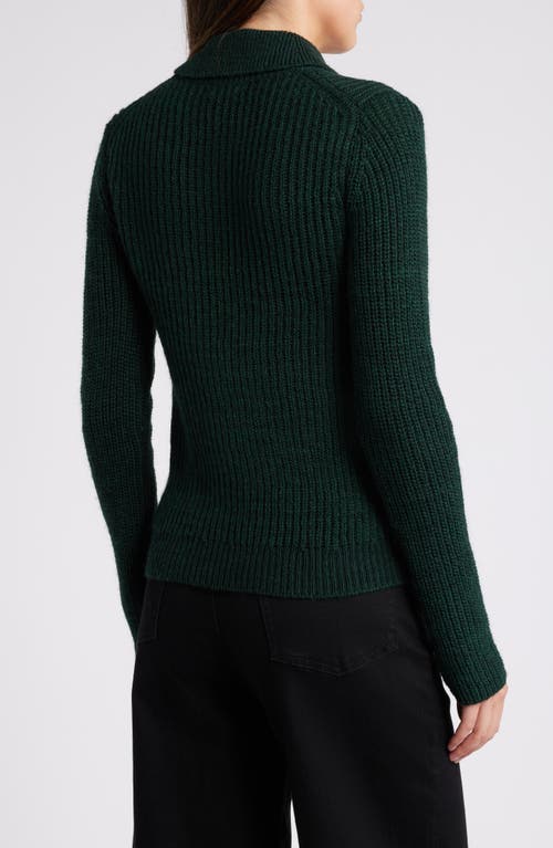 Rag & Bone Madix Wool & Alpaca Blend Sweater Polo In Dark Green