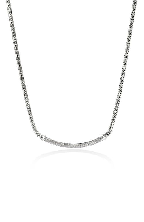 John Hardy Jh Essential Pavé Necklace, Sterling Silver, Diamonds, 2.5mm