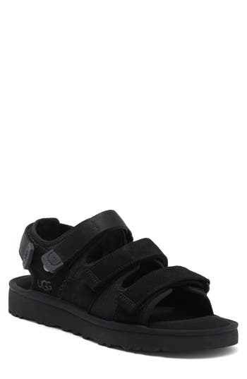 Ugg Mens Black Goldencoast Multi-strap Suede And Mesh-blend Flat Sandals In Black