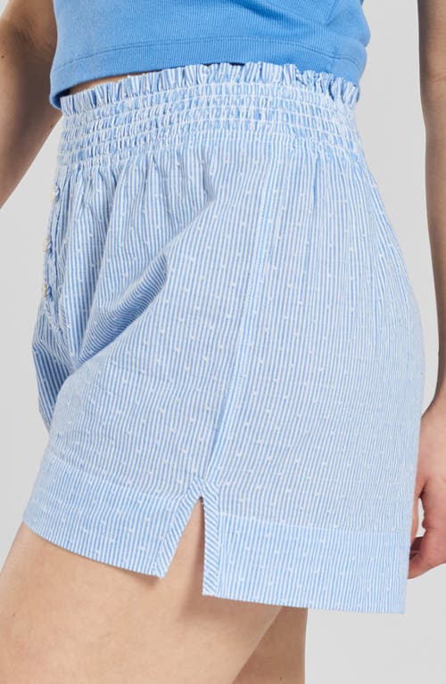 Shop Peachaus Lomandra Ethical-cotton Pajama Shorts In Mountain Blue