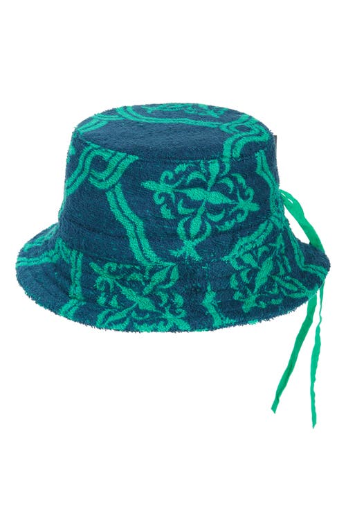Zimmermann Kids' Jacquard Cotton Terry Bucket Hat in Blue/Green