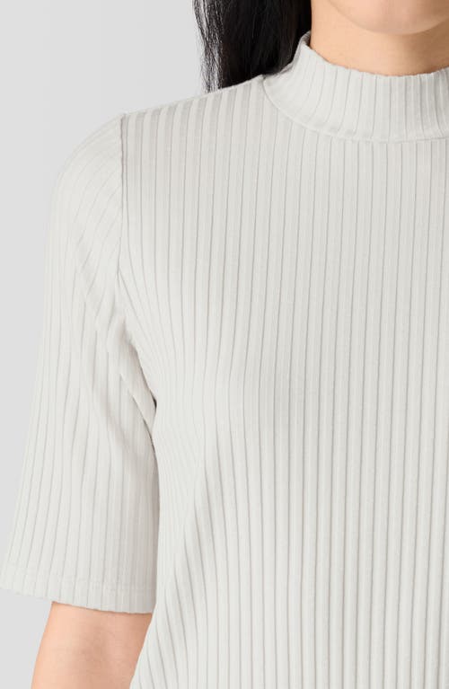 Shop Eileen Fisher Mock Neck Rib Top In Bone