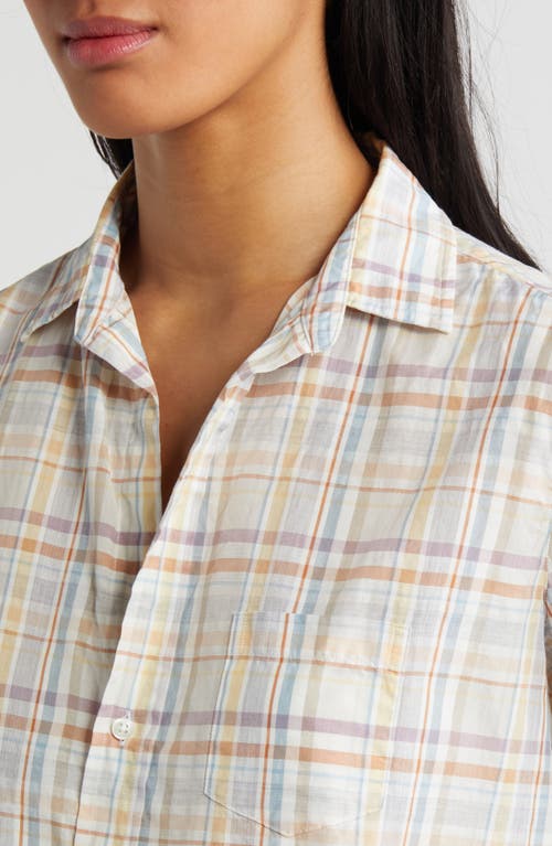 Shop Frank & Eileen Eileen Relaxed Button-up Shirt In Sand/grey/purple Plaid