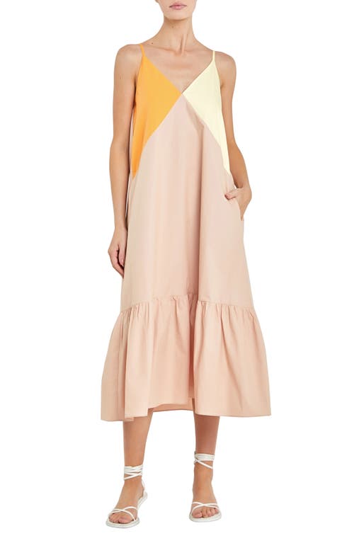 English Factory Colorblock Maxi Dress Orange Multi at Nordstrom,