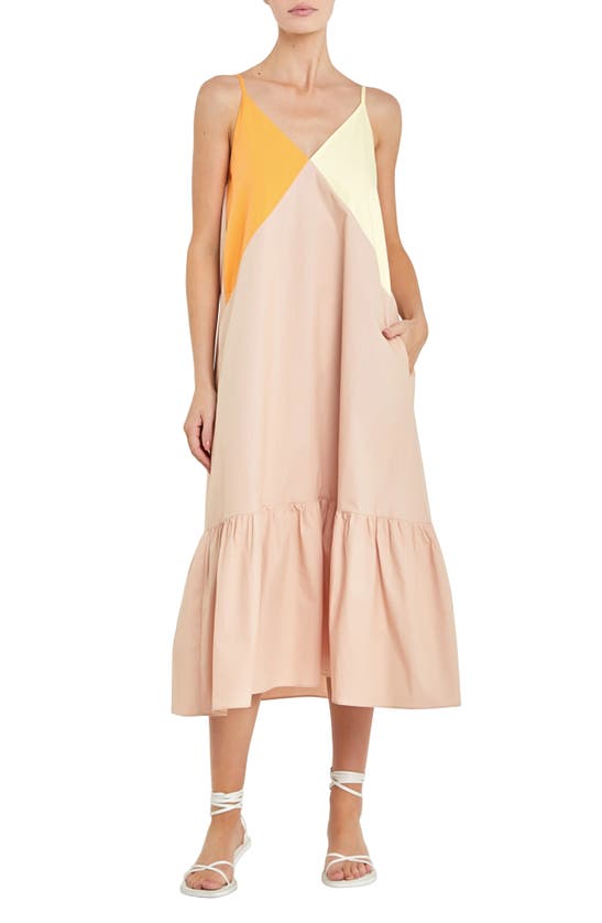 Shop English Factory Colorblock Maxi Dress In Orange Multi