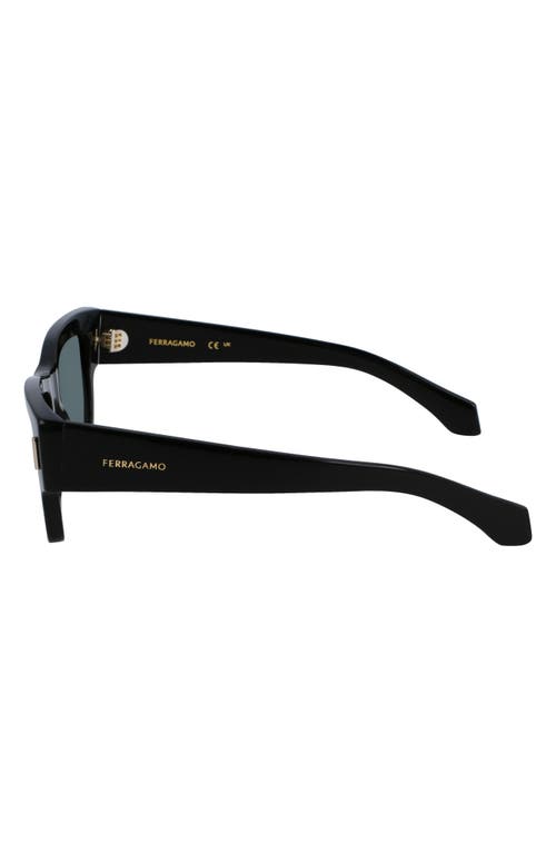 Shop Ferragamo Rivets 53mm Rectangular Sunglasses In Black