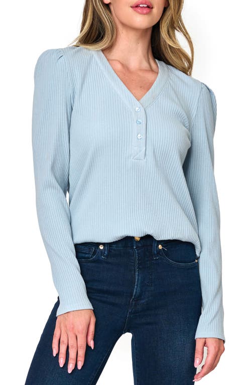 Shop Gibsonlook Amelia Cotton Rib Henley In Blue Fog