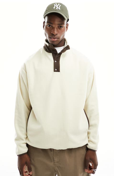 Oversize Quarter Snap Fleece Sweatshirt
