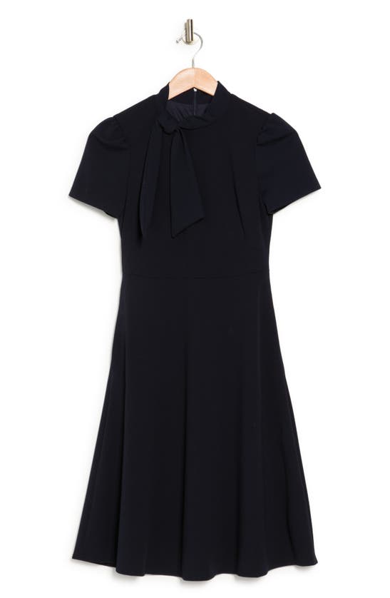 Maggy London Short Sleeve Necktie Midi Dress In Twilight Navy | ModeSens