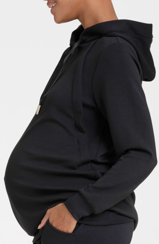 Shop Seraphine Soft Maternity/nursing Hoodie In Black