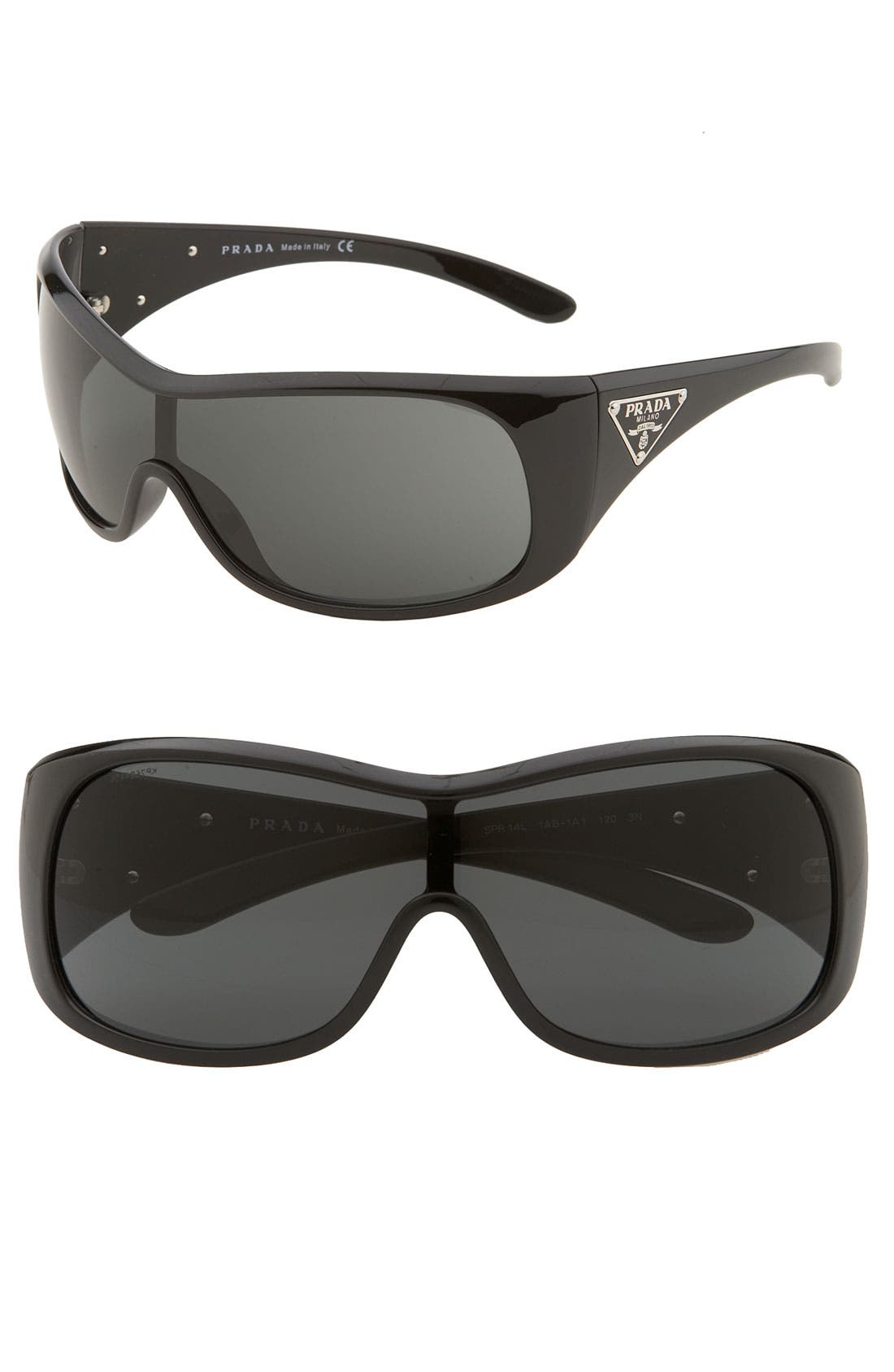 Prada 'Triangle Logo' Shield Sunglasses 