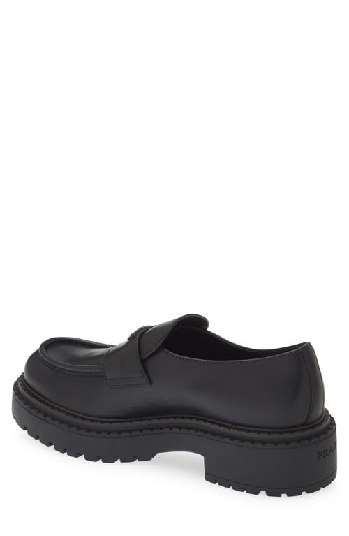 Shop Prada Double Chocolate Platform Loafer In Nero