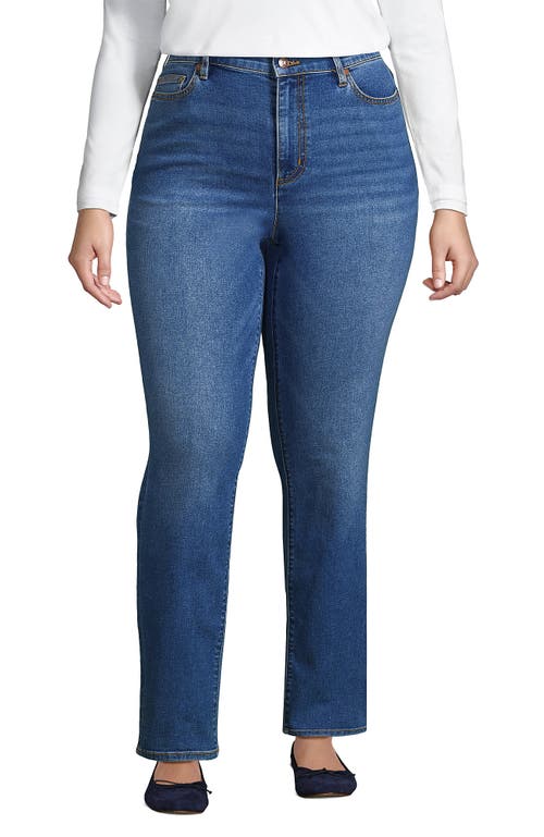 Lands' End Recover High Rise Straight Leg Blue Jeans In Indigo Tide Blue