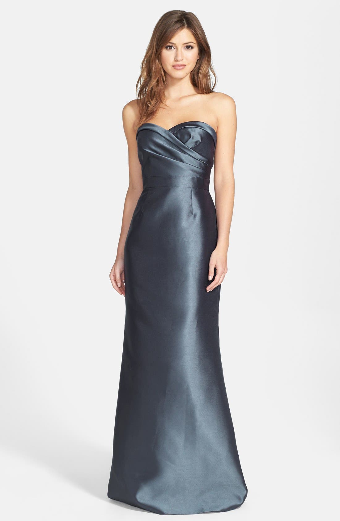 adrianna papell mikado strapless bow gown