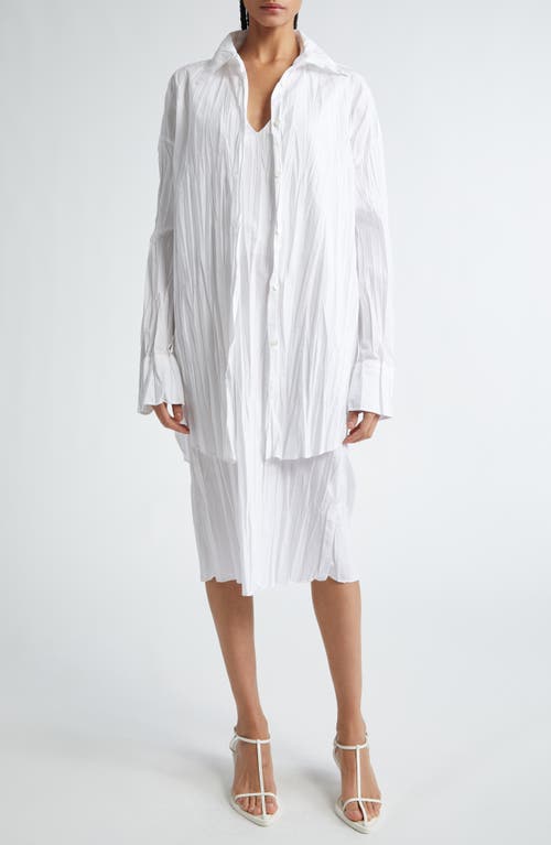 Shop Bite Studios Crease Oversize Crinkle Organic Cotton Button-up Shirt In White