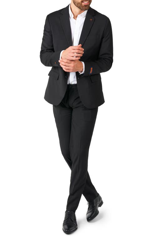 Opposuits Daily Tailored Fit Deep Black Stretch Suit In Black