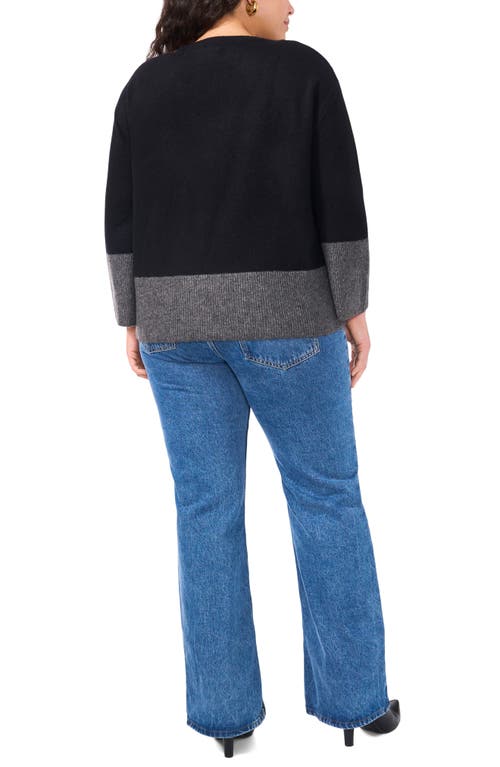 Shop Vince Camuto Colorblock Crewneck Sweater In Rich Black