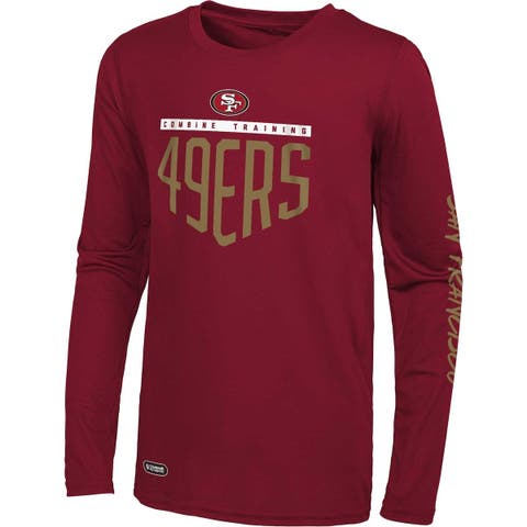 Men's San Francisco 49ers Nike Scarlet/Gold Throwback Raglan Long Sleeve  T-Shirt