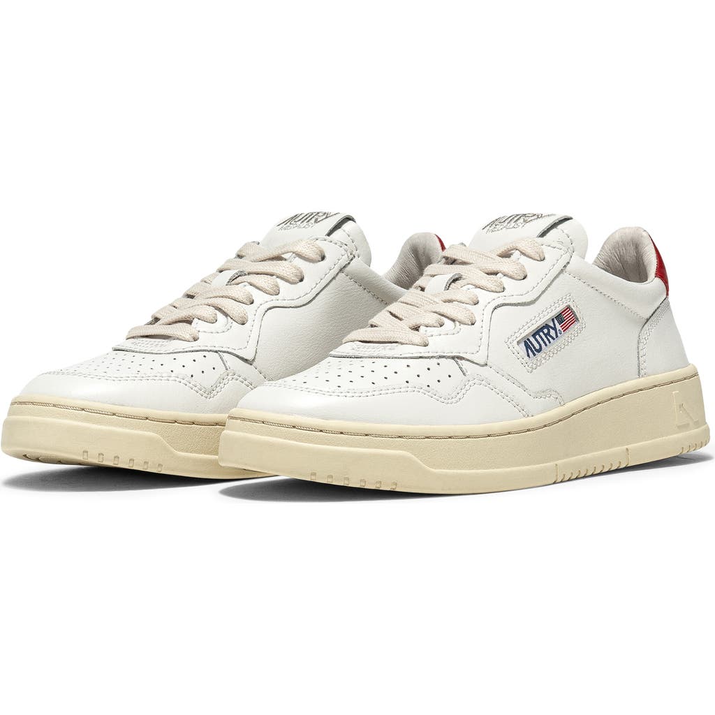 Autry Low-top Sneakers With Smooth Leather Upper And Perforated Detailing In White Leather/red