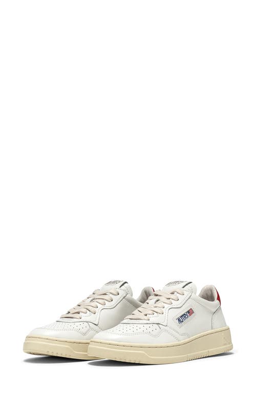 Autry Low-top Sneakers With Smooth Leather Upper And Perforated Detailing In White Leather/red