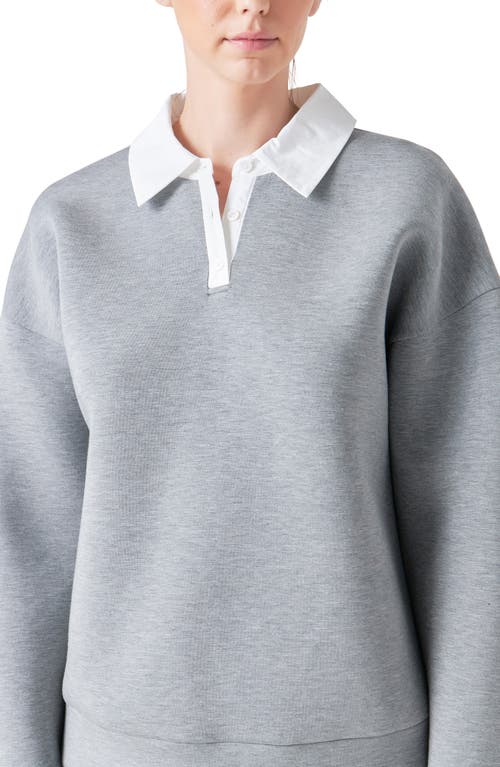 Shop Grey Lab Polo Sweatshirt In Heather Grey