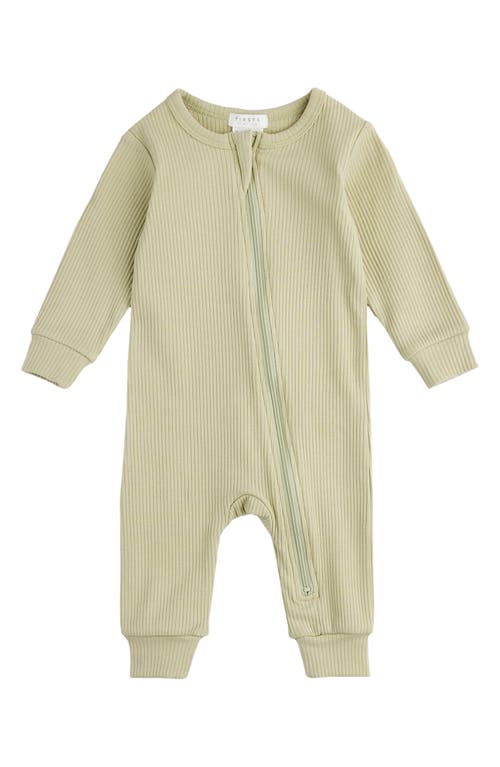 FIRSTS by Petit Lem Rib Fitted One-Piece Pajamas Lim Green Lime at Nordstrom,