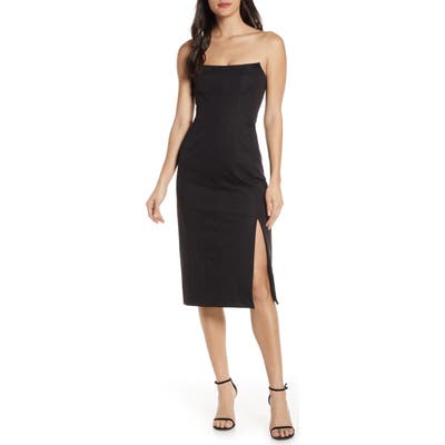 Finders Keepers Naomi Strapless Midi Dress, Black