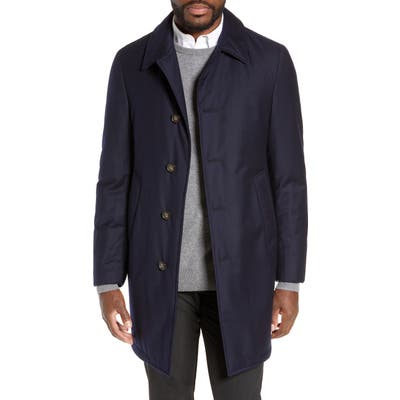 Hickey Freeman Wool Blend Down & Feather Coat, 8 R - Blue