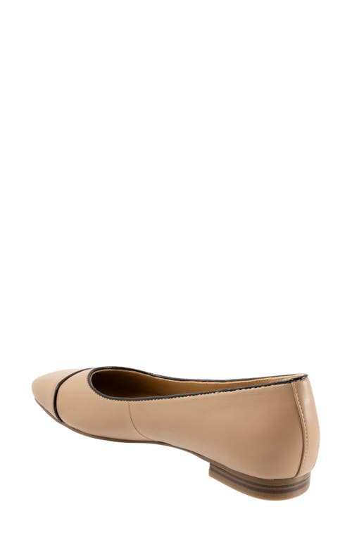 Trotters Harbor Cap Toe Flat In Beige/ Black